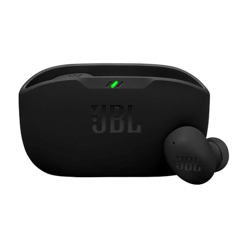 Foto do fone JBL Wave Buds 2 preto com o estojo